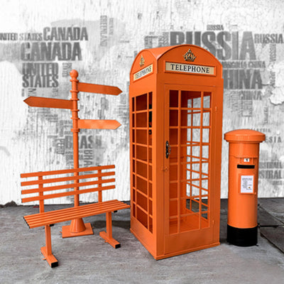 London Telephone Booth+2M Sign+1.2M Mailbox+1M Bench+0.5M Telephone - Gold