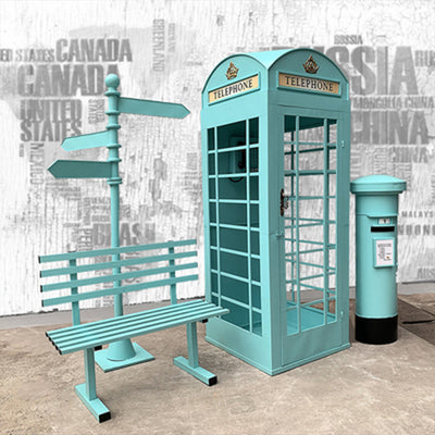 London Telephone Booth+2M Sign+1.2M Mailbox+1M Bench+0.5M Telephone - Blue