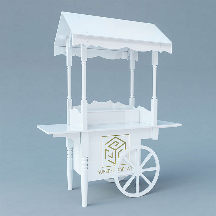 Wood Candy Dessert Cart with Wheels - White