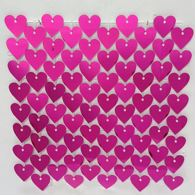 Heart Shape Shimmer Wall Panels / Clip Hole Backing & Heart Sequins - Matte Pink