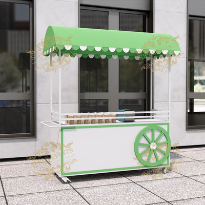 Metal Mobile Trolley Food Cart Candy Dessert Cart with Wheels - Green/Red/Pink/Blue/Orange