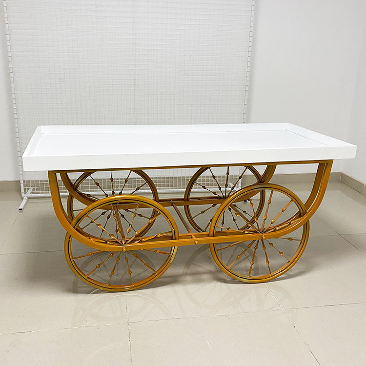 MDF+Metal Candy Dessert Cart with Wheels - White