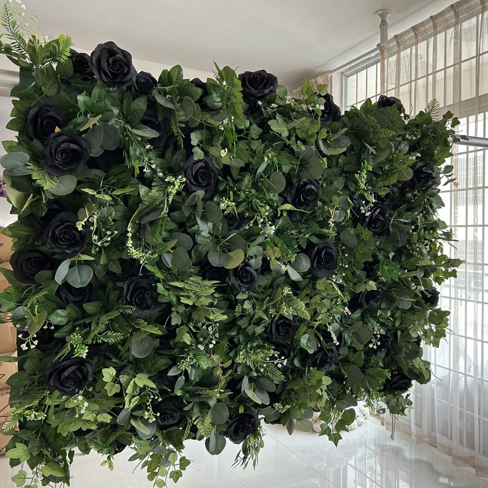 BD-093-1 3D Fabric Artificial Green Wall Rolling Up Curtain Flower Wall - 8ft*8ft