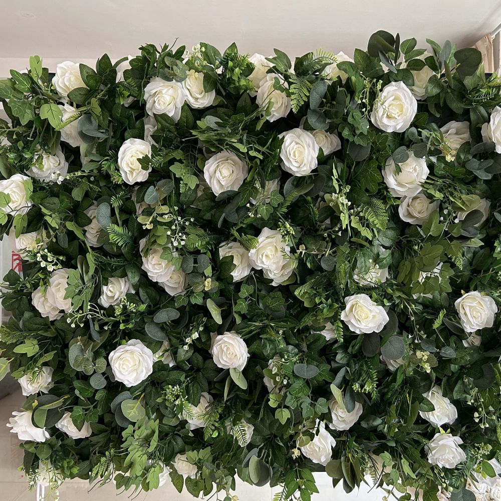 BD093-3 3D Fabric Artificial Green Wall Rolling Up Curtain Flower Wall - 8ft*8ft