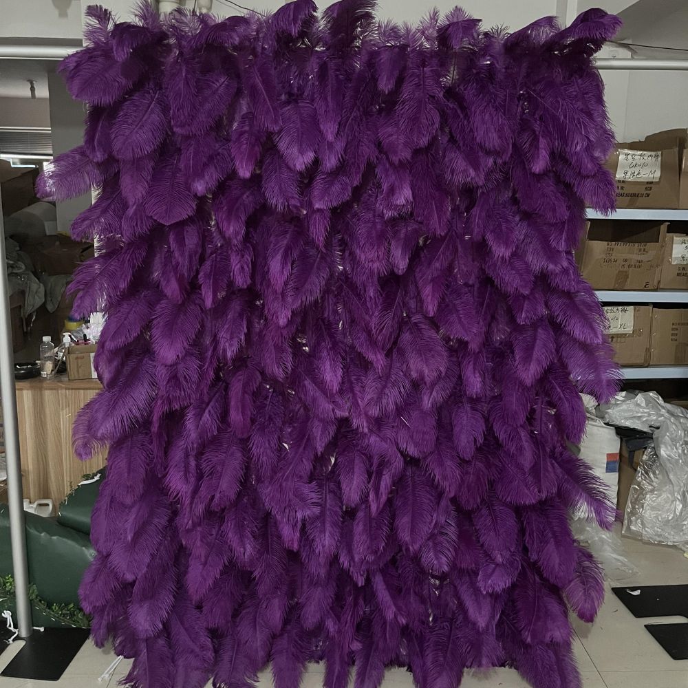 HE-BD104 5D Feather Backdrop Rolling Up Curtain Flower Wall - 8ft*8ft