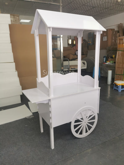 PVC Small Candy Dessert Cart with Wheels - White