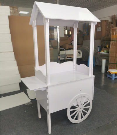 PVC Small Candy Dessert Cart with Wheels - White