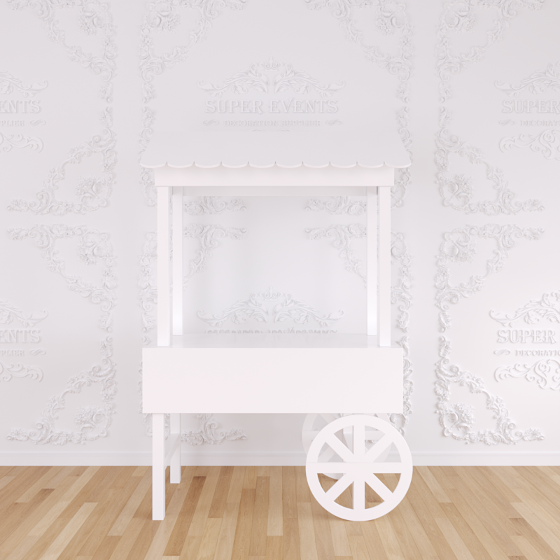 Acrylic+PVC Candy Dessert Cart with Wheels - White