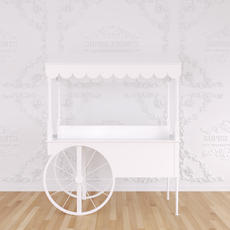 Wood Candy Dessert Cart with Wheels - White