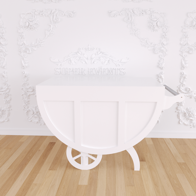 PVC+Acrylic Candy Dessert Cart with Wheels - White