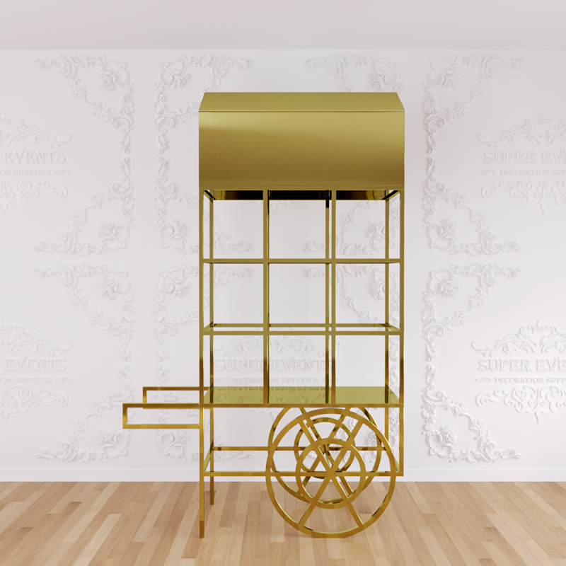 Stainless Steel Candy Dessert Cart with Wheels - Gold