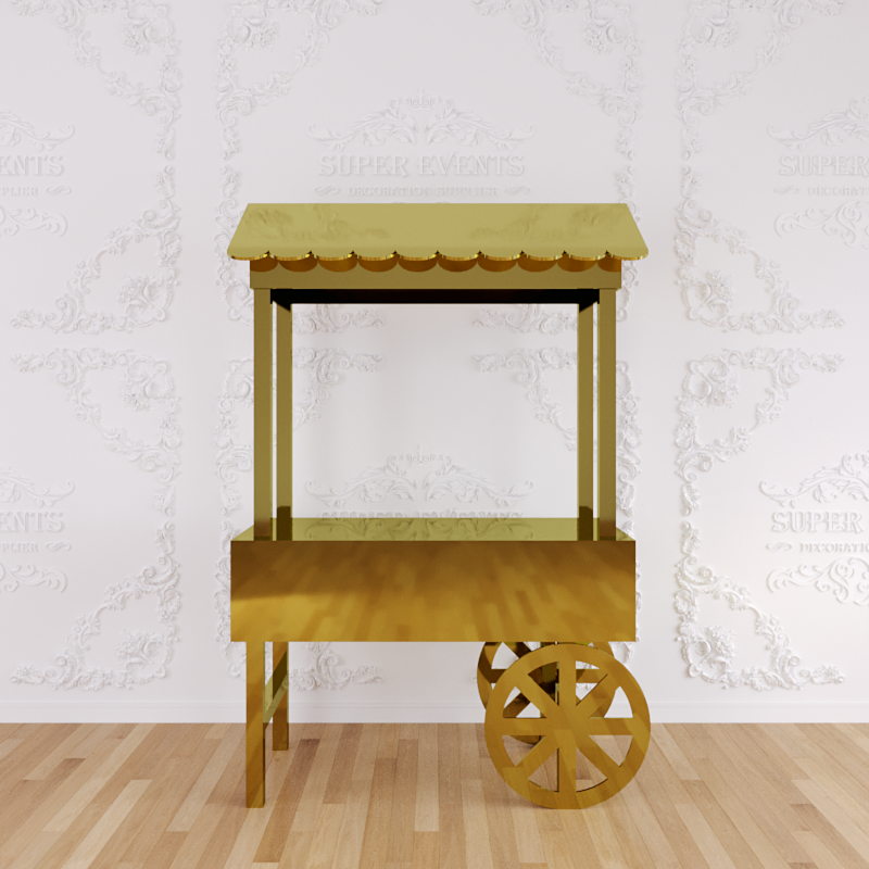 Acrylic+PVC Candy Dessert Cart with Wheels - Gold