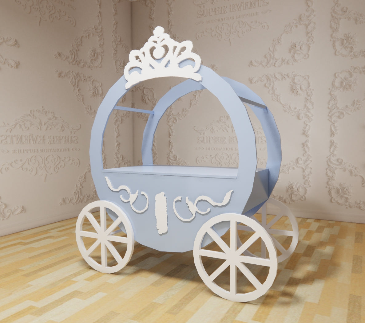 PVC+Acrylic Candy Dessert Cart with Wheels - Sky Blue