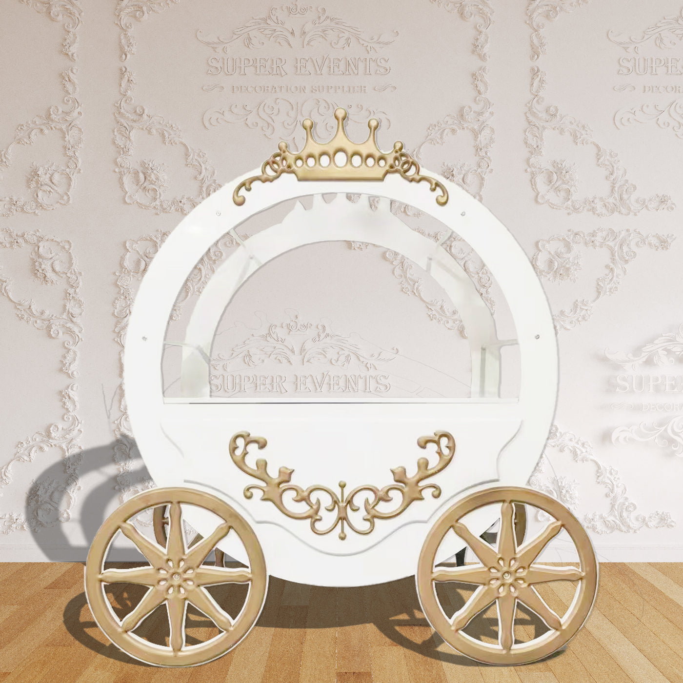 PVC+Acrylic Candy Dessert Cart with Wheels - White