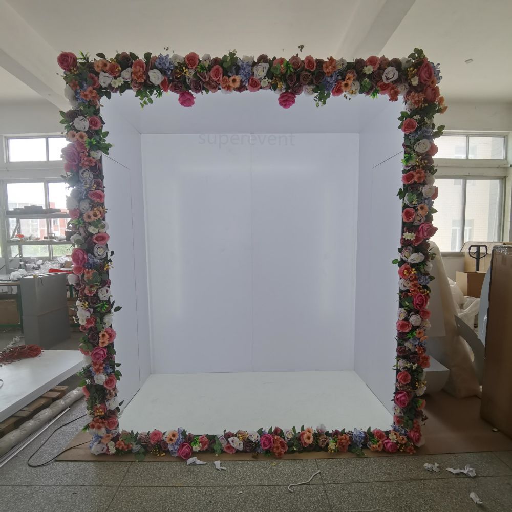 Weddings Photography Background PVC Magazine Photo Booth Box Backdrop with Flowers