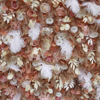 BD-092 5D Fabric Artificial Flower Backdrop Rolling Up Curtain Flower Wall - 8ft*8ft