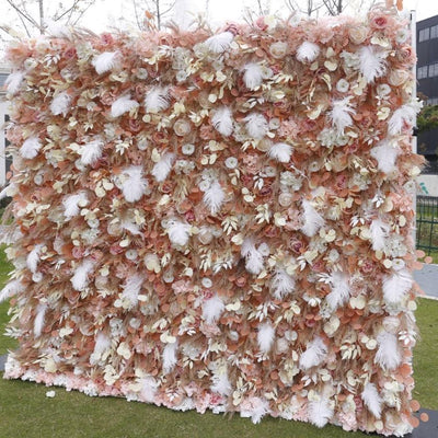 BD-092 5D Fabric Artificial Flower Backdrop Rolling Up Curtain Flower Wall - 8ft*8ft