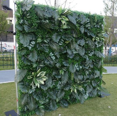 HE-BD115 5D Fabric Artificial Flower Backdrop Rolling Up Curtain Plants Green Grass Wall - 8ft*8ft