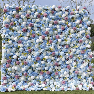 BD-124 5D Fabric Artificial Flower Backdrop Rolling Up Curtain Flower Wall - 8ft*8ft