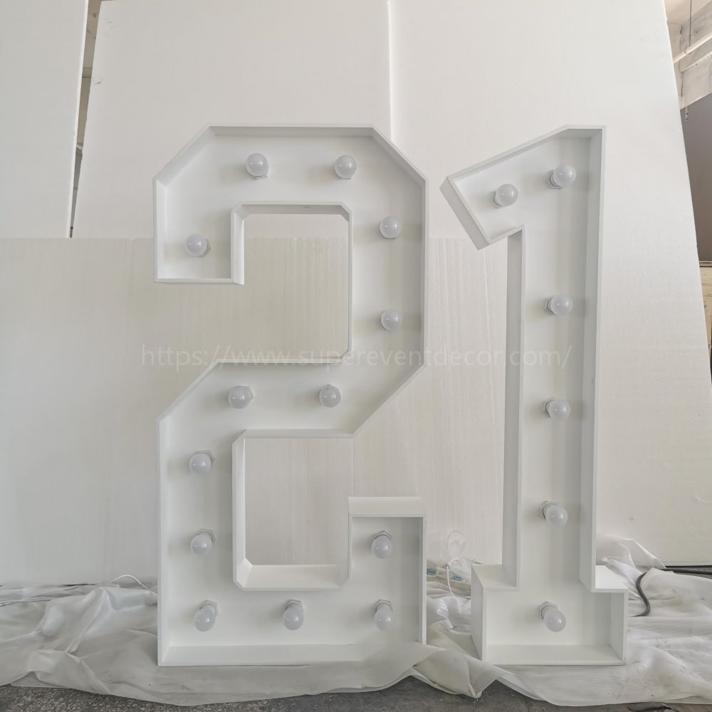 Wooden Vintage LED 4ft Marquee Letter Numbers Freestanding Custom 26 Letters - White