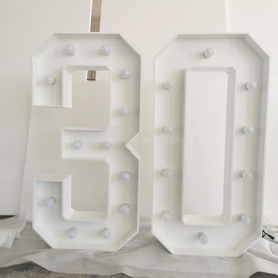 Wooden Vintage LED 4ft Marquee Letter Numbers Freestanding Custom 26 Letters - White