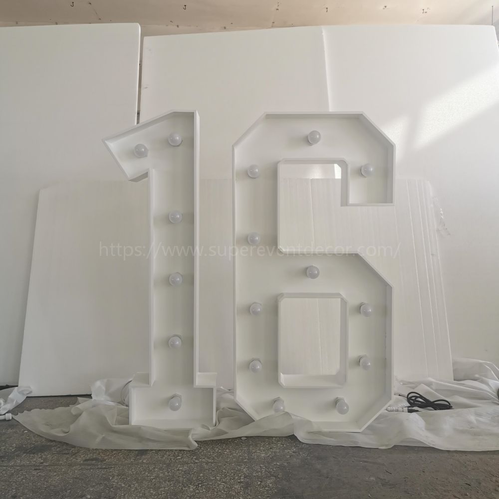 Wooden Vintage LED 4ft Marquee Letter Numbers Freestanding Custom 26 Letters - White