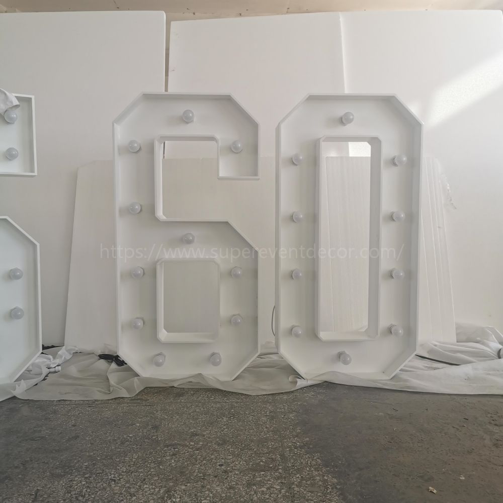 Wooden Vintage LED 4ft Marquee Letter Numbers Freestanding Custom 26 Letters - White