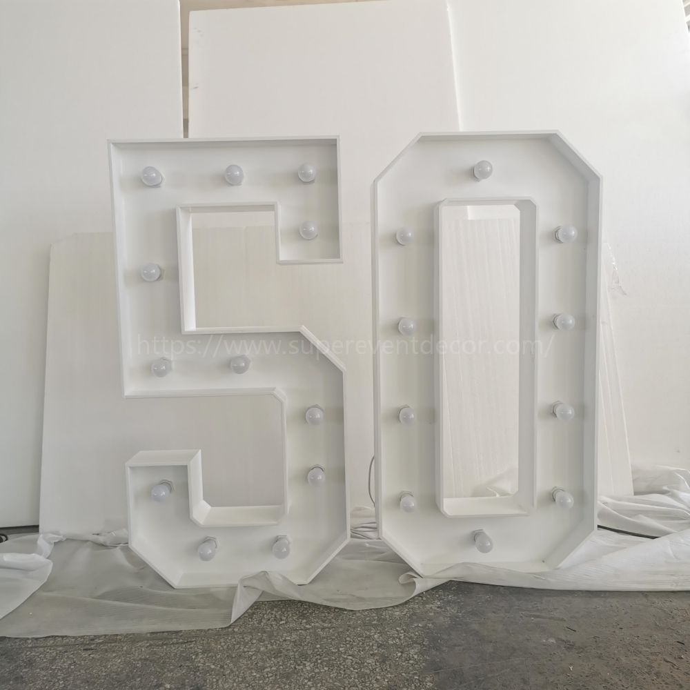 Wooden Vintage LED 4ft Marquee Letter Numbers Freestanding Custom 26 Letters - White