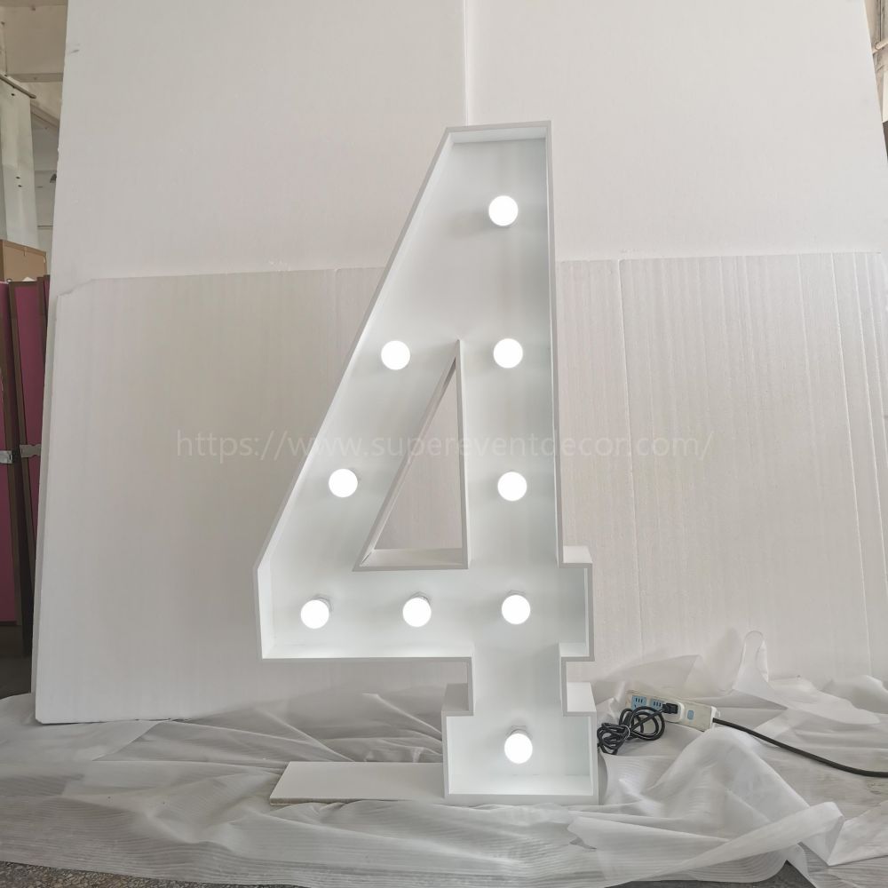 Wooden Vintage LED 4ft Marquee Letter Numbers Freestanding Custom 26 Letters - White