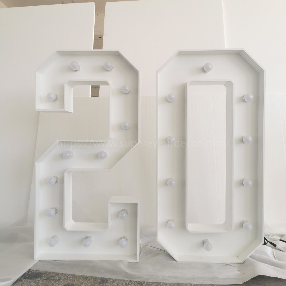 Wooden Vintage LED 4ft Marquee Letter Numbers Freestanding Custom 26 Letters - White