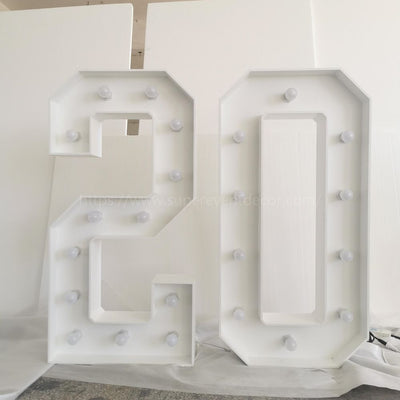 Wooden Vintage LED 4ft Marquee Letter Numbers Freestanding Custom 26 Letters - White