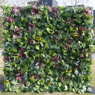 HE-BD127 5D Fabric Artificial Flower Backdrop Rolling Up Curtain Plants Green Grass Wall - 8ft*8ft