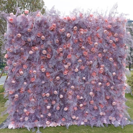 HE-BD112 5D Feather Backdrop Rolling Up Curtain Flower Wall - 8ft*8ft