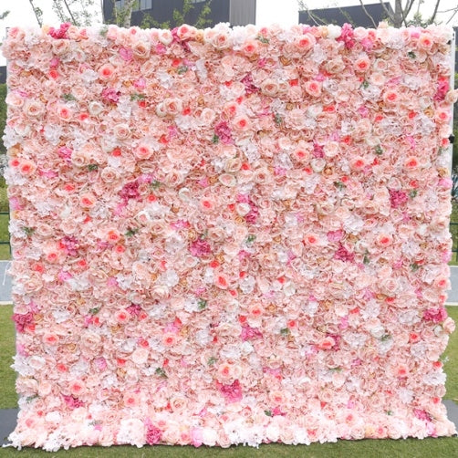 BD-118 3D Fabric Artificial Flower Backdrop Rolling Up Curtain Flower Wall - 8ft*8ft