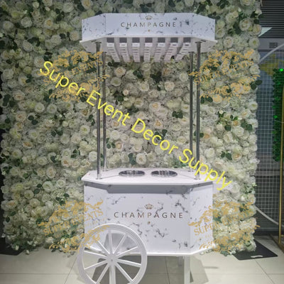 PVC Champagne Cart with Wheels - White