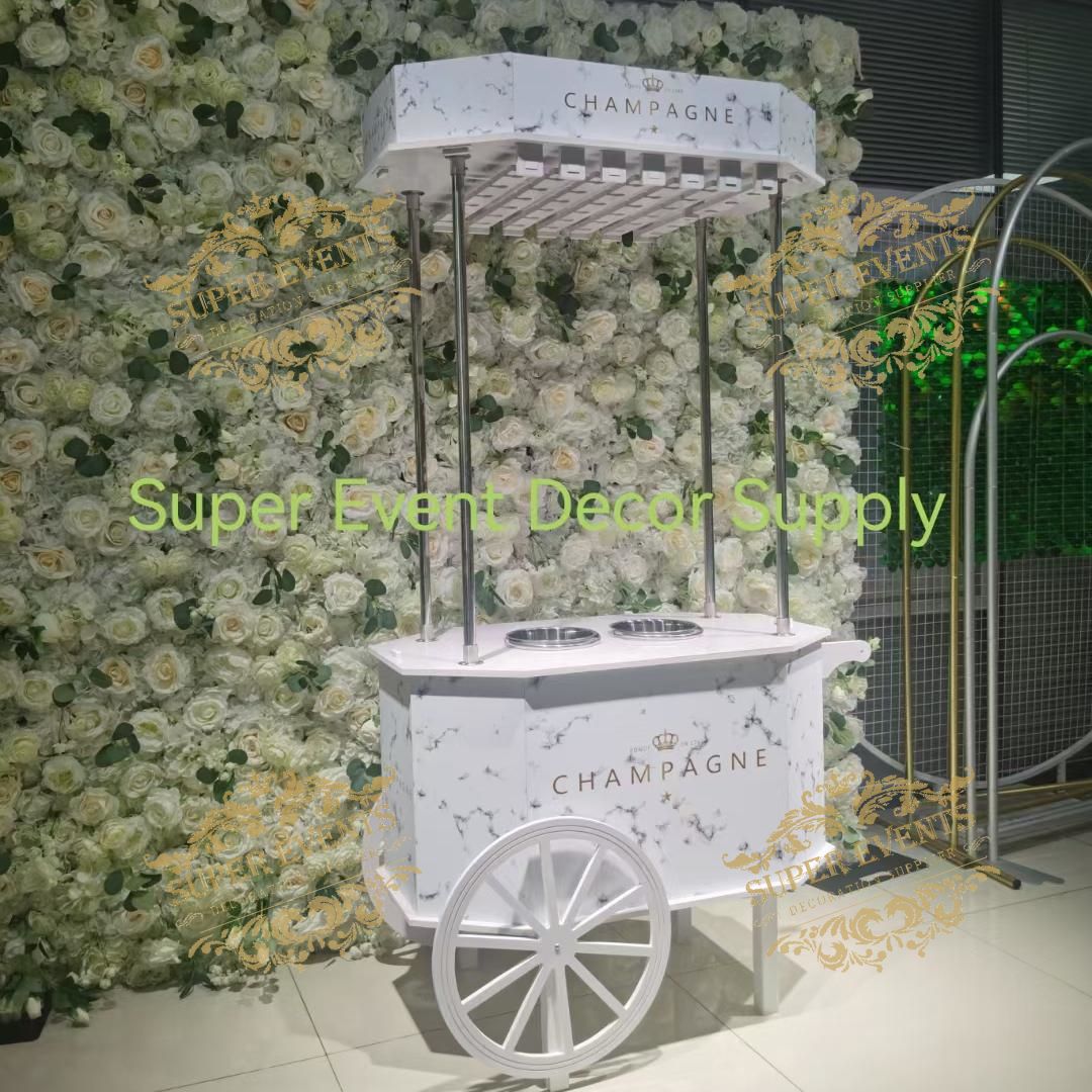 PVC Champagne Cart with Wheels - White