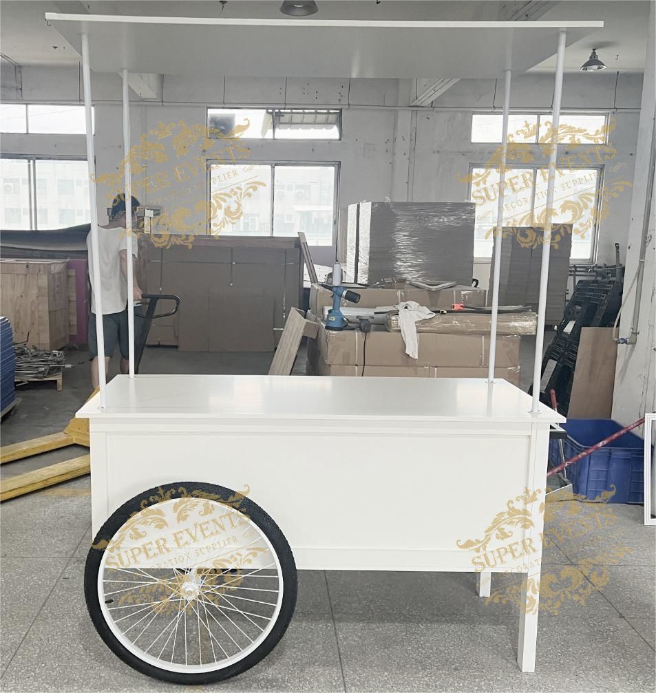 MDF+Metal Candy Dessert Cart with Wheels - White