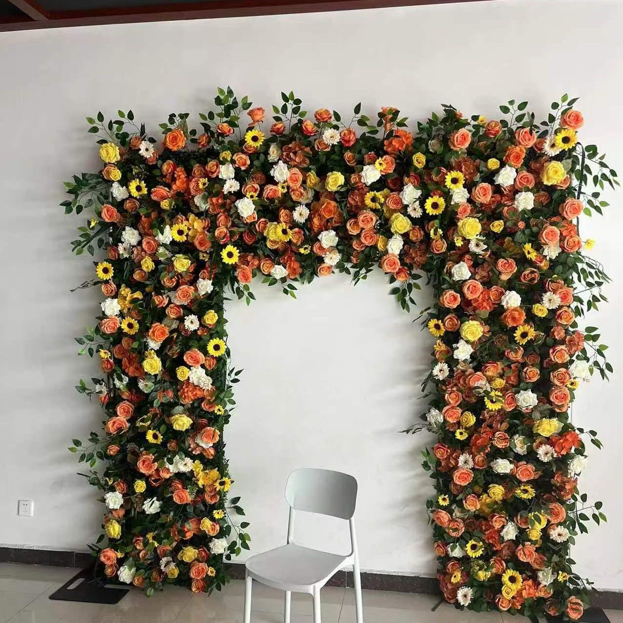 Square Artificial Silk Wedding Arch Flower Decoration Arrangement Floral Backdrop