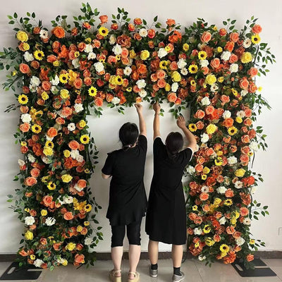 Square Artificial Silk Wedding Arch Flower Decoration Arrangement Floral Backdrop