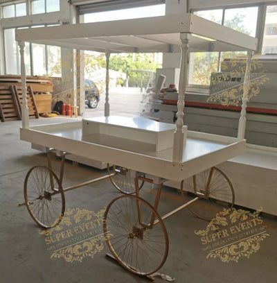 MDF+Metal Candy Dessert Cart with Wheels - White