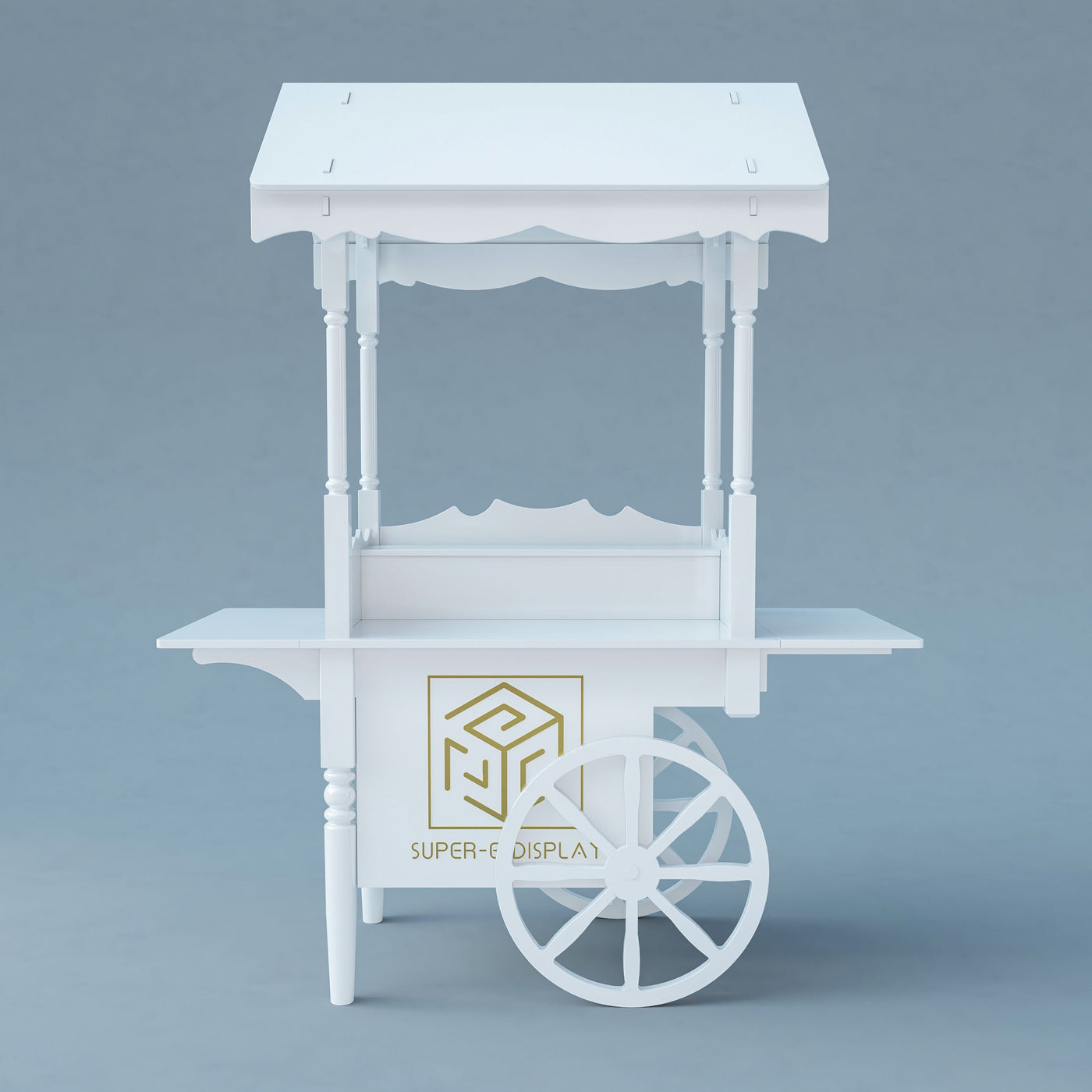 Wood Candy Dessert Cart with Wheels - White