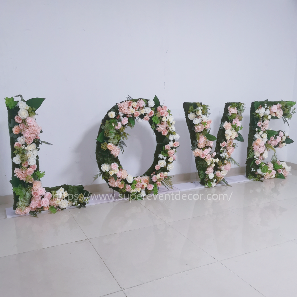 Artifical Giant 4ft Grass Love Marquee Letter Alphabet Numbers with Flowers