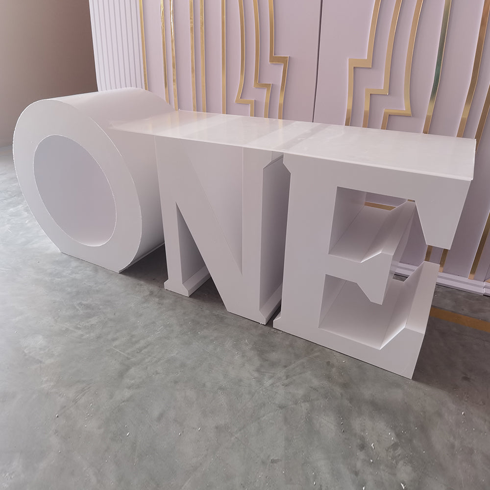 Custom Metal 26 Letters Table Decor with Acrylic Desktop- White