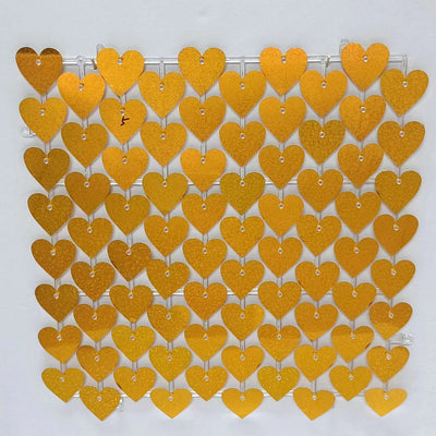 Heart Shape Shimmer Wall Panels / Clip Hole Backing & Heart Sequins - Yellow