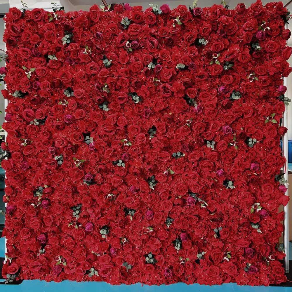 BD-039 3D Fabric Artificial Flower Backdrop Rolling Up Curtain Flower Wall - 8ft*8ft