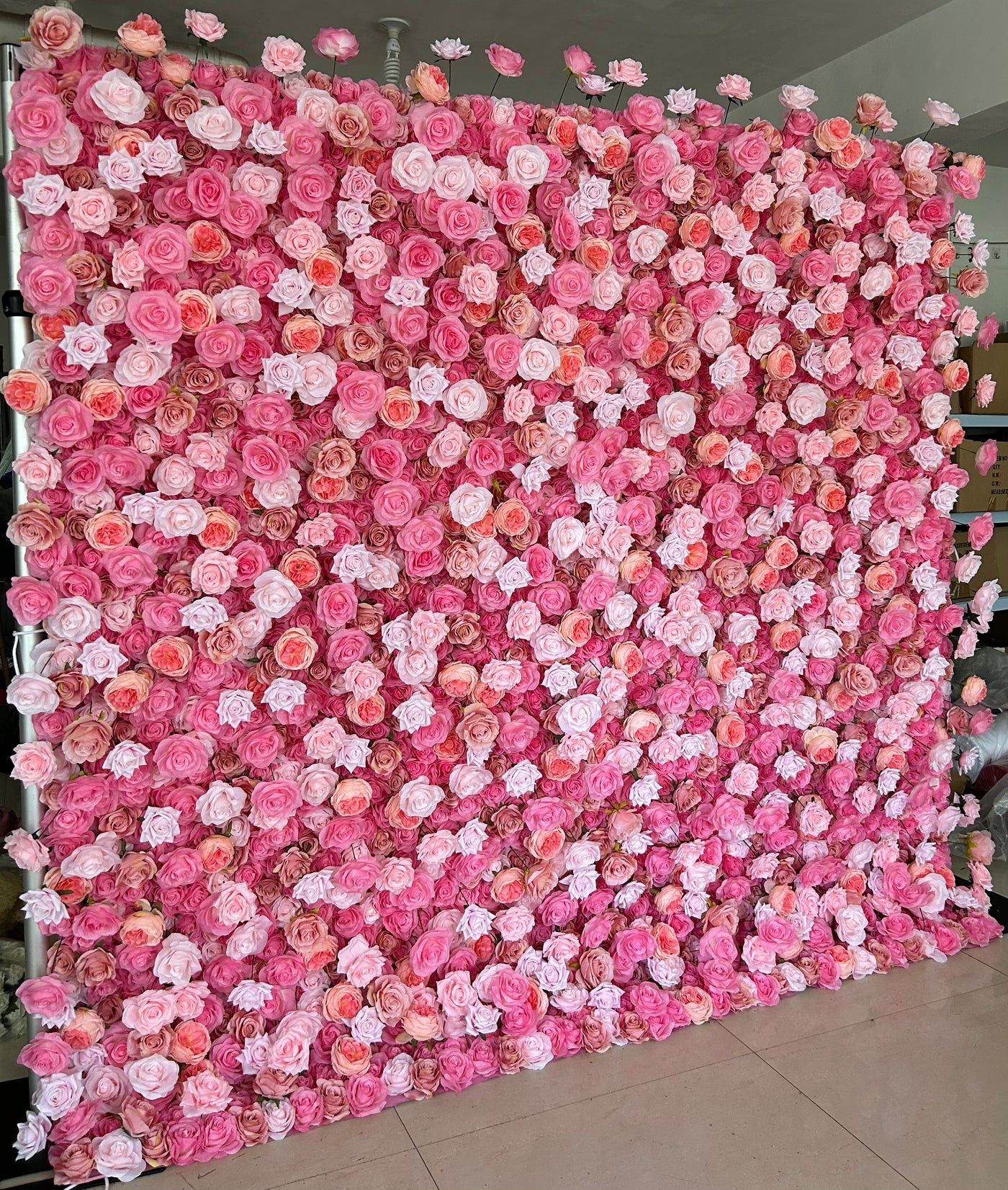 3D Fabric Artificial Flower Backdrop Rolling Up Curtain Flower Wall - 8ft*8ft