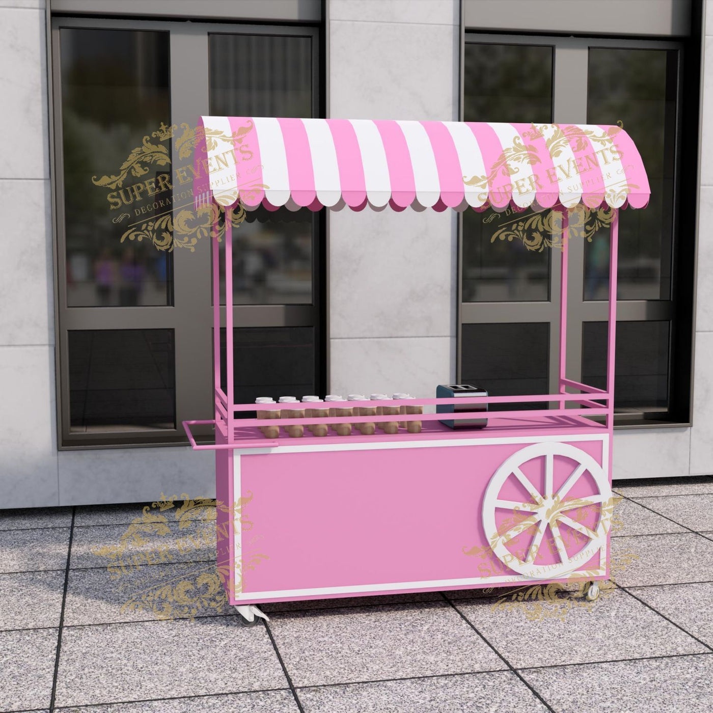 Metal Mobile Trolley Food Cart Candy Dessert Cart with Wheels - Green/Red/Pink/Blue/Orange