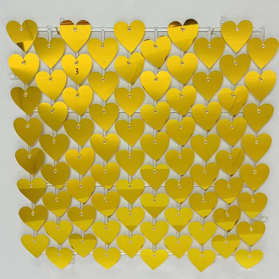 Heart Shape Shimmer Wall Panels / Clip Hole Backing & Heart Sequins - Yellow