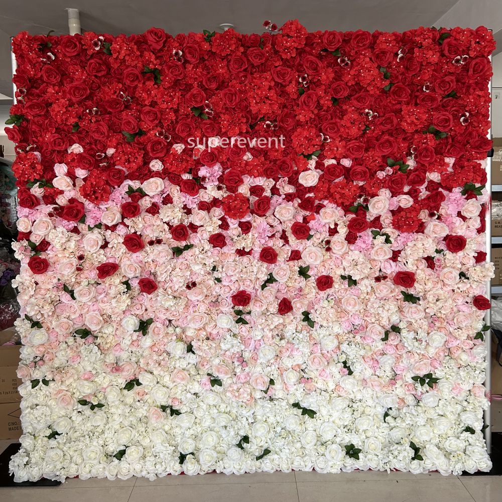 BDJ-001 3D Fabric Artificial Flower Backdrop Rolling Up Curtain Flower Wall - 8ft*8ft