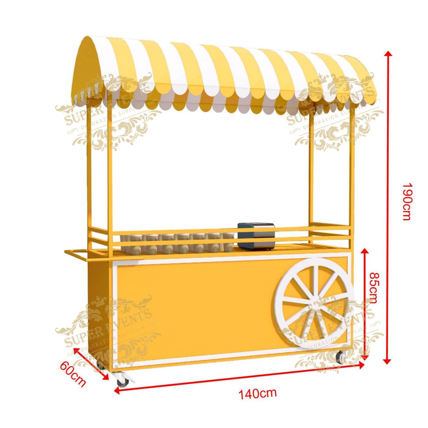 Metal Mobile Trolley Food Cart Candy Dessert Cart with Wheels - Green/Red/Pink/Blue/Orange